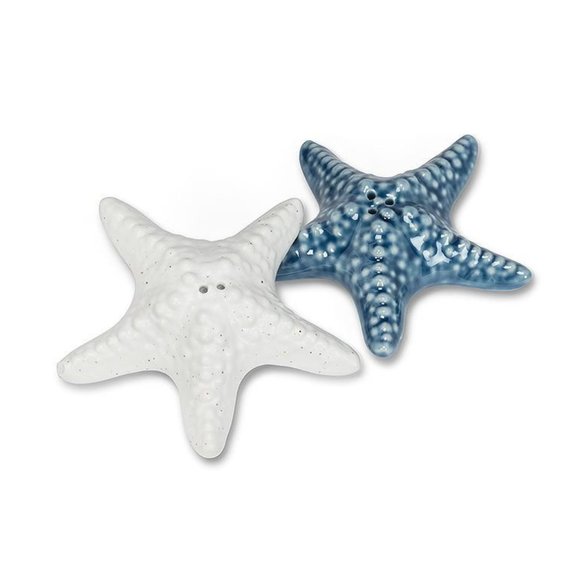 Coastal Starfish Nautical Porcelain Salt & Pepper Shakers - Picture 2 of 7